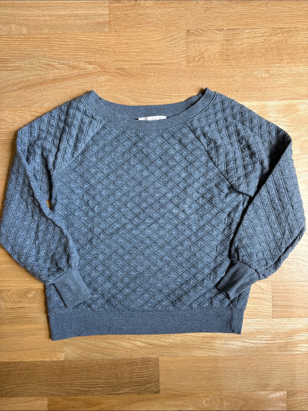 LOFT | Quilted Crewneck Sweater - Gray/Blue